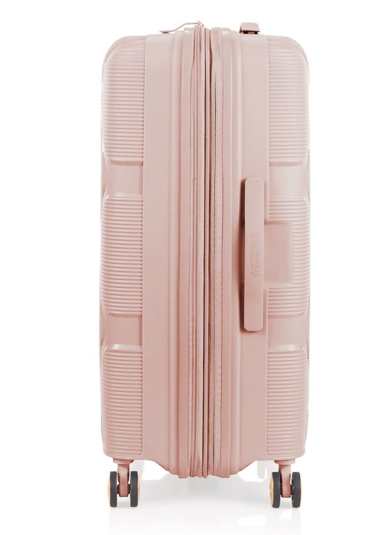 AMERICAN TOURISTER Instagon Suitcase, Check-In Size 69 cm / 25 inch, 4 Double Wheels, Hard Top, Polypropylene, Peach Blossom|DuoSaf™ Security Zipper|TSA 008 Lock|Optimov™ Shock Absorbing Wheels|Expandable - 3 Years International Warranty - Image 3